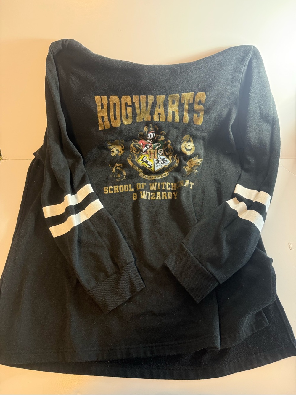 Harry Potter Hogwarts Hoodie Pullover Sweatshirt Womens XL Black Hooded Wizard
